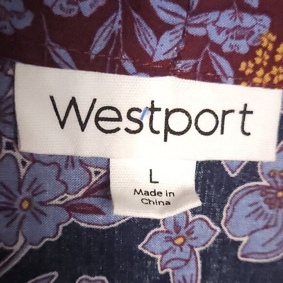 Westport Womens Blue Floral Open Silky Kimono Large - Picture 4 of 6